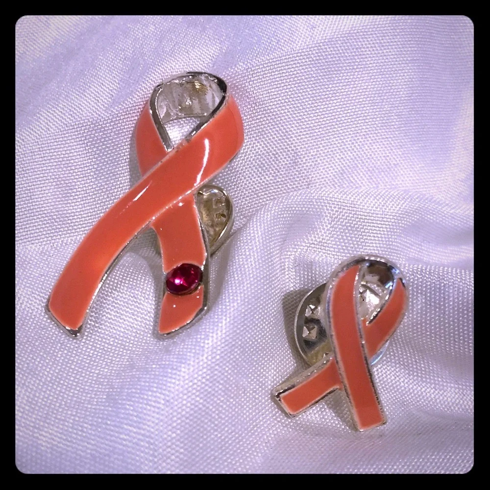 Breast Cancer Awareness Ribbon Pin Set | Pink Enamel & Crystal | Brooch Duo